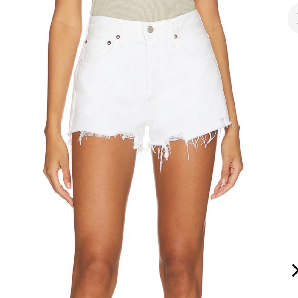 Agolde White Parker Denim Shorts